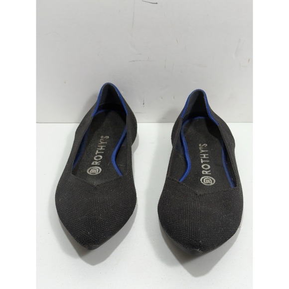 Rothys Womens The Point Flat Size 8 Black Knit Slip On Ballet Shoe Washable - Picture 8 of 8